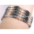 Magnetic Pink Pearl Beaded Wrap Bracelets &amp; Collier 36 &quot;